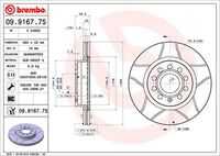 BREMBO 09.9167.75 Диск тормозной