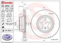 BREMBO 09.9355.11 Диск тормозной передний! с покрытием BMW E63/E64/E65/E66 4.4/4.0D 01>