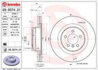 BREMBO 09.9374.21 Диск тормозной передний! Land Rover Range Rover 4.4i/2.9/3.6TD 05>