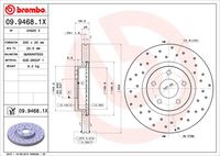 BREMBO 09.9468.1X Диск тормозной передний! перфорир. Volvo S40/V50 1.8/2.4/2.5/2.0TD 04>