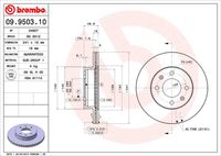 BREMBO 09.9503.10 Диск тормозной передний! Kia Ricanto 1.0/1.1 04>