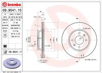 BREMBO 09.9541.11 Диск тормозной передний! с покрытием Hyundai Getz 1.1-1.5CRDi 02>