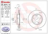 BREMBO 09.9574.10 Диск тормозной передний! Hyundai Tuscon 2.0/2.7/2.0D 04>