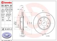 BREMBO 09.9574.20 Диск тормозной передний! Hyundai Sonata 2.0/2.7 V6 01>