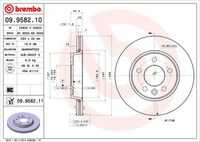 BREMBO 09.9582.10 Диск тормозной задний! VW Multivan/T4 2.0/3.2/1.9TDi-3.0TDi 03>