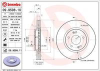 BREMBO 09.9598.10 Диск тормозной передний! Hyundai Sante Fe/Trajet 2.4/2.7 00>