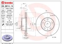 BREMBO 09961414 Диск торм. пер. вент. (280x24) 5 отв. (min2)