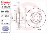 BREMBO 09.9797.10 Диск тормозной передний! Audi A8, VW T4 1.9D-2.5TDi 90>