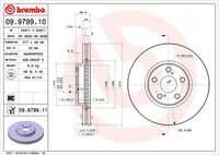 BREMBO 09.9799.10 Диск тормозной передний! Toyota Avensis 1.8/2.0 03>