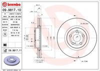 BREMBO 09.9817.10 Диск тормозной передний! Toyota Avensis 2.4/2.0D-4D 03>