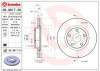 BREMBO 09.9817.31 Диск тормозной передний! с покрытием Toyota Avensis 2.2D-D4/D-CAT 16V 05>