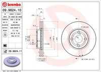 BREMBO 09.9824.10 Диск тормозной передний! Toyota Corolla 1.4-1.8 01>