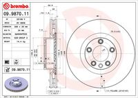 BREMBO 09.9870.11 Диск тормозной передний! VW Tuareg 4.2-6.0/Porsche Cayenne 4.8 07-10