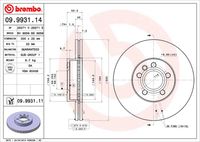 BREMBO 09.9931.14 Диск тормозной передний! Ford Galaxy, VW T4 2.5-1.9TDi 01>