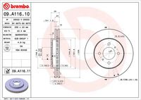 BREMBO 09.A116.11 Диск тормозной передний! с покрытием Mitsubishi Colt/Lancer 1.8 GTi 16V 92-96