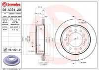 BREMBO 09.A334.21 Диск тормозной з.! Lexus GX, Toyota Land Cruiser Prado 2.7-4.6i/D-4D 09>