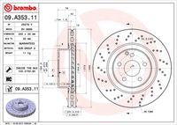 BREMBO 09.A353.11 Диск тормозной передний! перфорир. MB W220 4.3/5.0/3.2CDi/4.0CDi 98-06