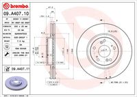 BREMBO 09.A407.10 Диск тормозной передний! Honda CR-V 2.0/2.4i/2.2CTDi 05-06