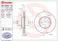 BREMBO 09.A535.11 Диск тормозной передний! с покрытием Toyota Yaris 1.0 05>