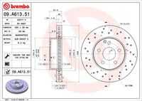 BREMBO 09.A613.51 Диск тормозной передний! перфорированный MB W204/S204/A207/C207 2.0-3.0/2.0-2.5CDi 07>