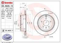 BREMBO 09.A629.10 Диск тормозной задний! Opel Antara, Chevrolet Captiva 2.0-3.2 06>