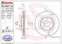 BREMBO 09.A637.21 Диск тормозной передний! Hyundai Sante Fe/Trajet 2.4/2.7 00>