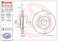 BREMBO 09.A716.20 Диск тормозной передний! Nissan X-Trail 2.0i 16V 2WD/4WD/2.0DCi 07>