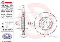 BREMBO 09.A727.21 Диск тормозной передний! с покрытием Renault Kangoo 1.6i/1.5dCi 05>