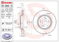 BREMBO 09.A866.10 Диск тормозной передний! Honda Cr-V 2.0/2.2CTDi/DTEC/2.4VTEC 07>