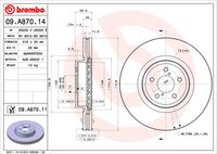 BREMBO 09.A870.14 Диск тормозной передний! Subaru Legacy/Outback 2.0/2.5GT/3.6R 03>