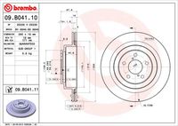 BREMBO 09.B041.10 Диск тормозной задний! Subaru Impreza/Legacy/Outback 2.0-3.0 12.02>