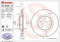 BREMBO 09.B358.11 Диск тормозной передний! с покрытием Opel Insignia 1.6-2.8i/2.0CDTi 08>