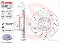 BREMBO 09.B744.51 Диск тормозной передний перфорированный! MB R172 SLK 2.5-3.5 11>