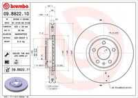 BREMBO 09.B822.11 Диск тормозной передний! с покрытием Audi Q5 2.0-3.0 11>