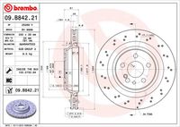 BREMBO 09.B842.21 Диск тормозной задний перфорированный! MB C215/W220 55 AMG Kompressor 02-06