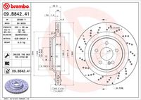 BREMBO 09.B842.41 Диск тормозной задний перфорированный! MB R230 5.5 AMG 01-12