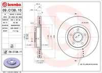 BREMBO 09.C138.11 Диск тормозной передний! 16' wheel Volvo S40/V50 1.8/2.4/2.5/2.0TD 04>