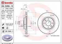 BREMBO 09.C285.11 Диск тормозной передний! D=258мм Renault Logan II/Sandero II/Clio IV 12>