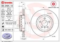 BREMBO 09.C404.13 Диск тормозной задний! BMW F10/F07/F18/F11/F01/F02/F12 3.0-4.0 10>