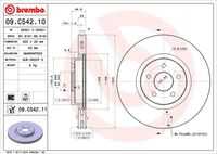 BREMBO 09.C542.11 Диск тормозной задний! Ford Focus III 1.6/2.0/1.6TD/2.0TD 11>