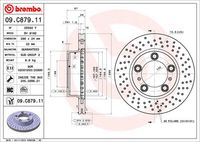 BREMBO 09.C879.11 Диск тормозной передний (перф.) Poesche Boxter/Cayman 2.7 04> (d=298)