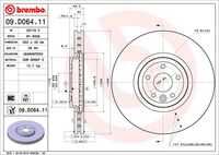 BREMBO 09.D064.11 Диск тормозной JAGUAR XE 15- передний вент. d 350мм.