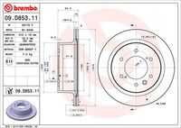 BREMBO 09.D853.11 Диск тормозной передний! Mitsubishi Colt 1.1-1.5i/1.5D 04>