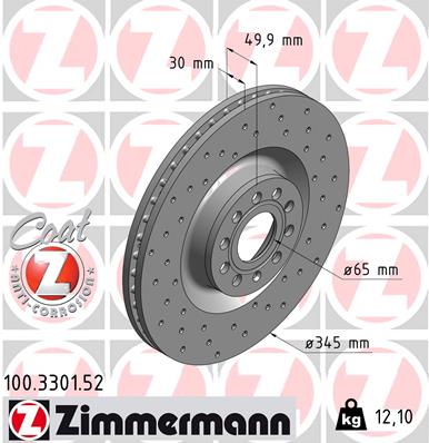 ZIMMERMANN 100.3301.52 Тормозной диск