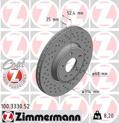 ZIMMERMANN 100.3330.52 Тормозной диск