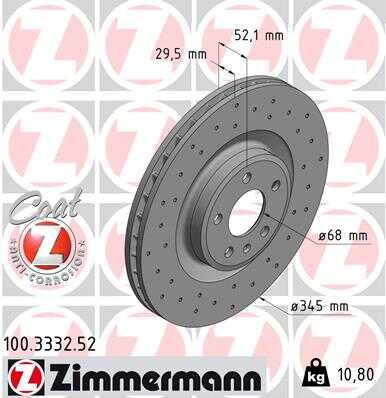 ZIMMERMANN 100333252 Диск тормозной передний! SPORT Audi A5 S5 Quattro 06.07>