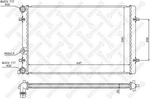 STELLOX 10-25006-SX Радиатор системы охлаждения! Audi A3, VW Bora/Golf IV 1.4-2.0 97>