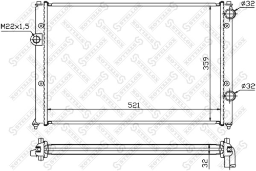 STELLOX 10-25010-SX Радиатор системы охлаждения! VW Passat 1.6i-2.0i/1.9TDi 93>