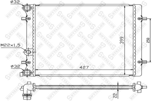 STELLOX 1025109SX Радиатор системы охлаждения! без AC VW Golf 1.4i/1.6i 97>