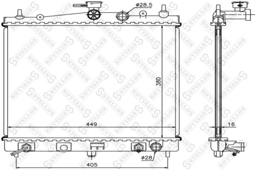 STELLOX 10-25190-SX Радиатор системы охлаждения! АКПП Nissan Micra 1.2/1.4 02>